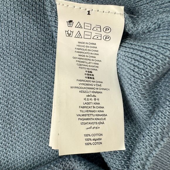 Michael Kors Mens 1/4-Zip Textured Pullover Sweater Light Blue 2XL - Picture 4 of 4